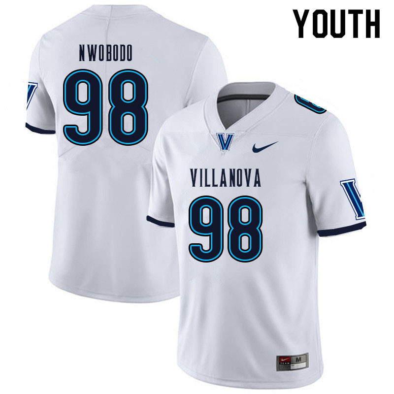 Youth #98 Obinna Nwobodo Villanova Wildcats College Football Jerseys Sale-White - Click Image to Close
